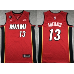 Men Miami Heat 13 Bam Adebayo Red Statement Edition With NO 6 Patch Swingman Stitched Jersey