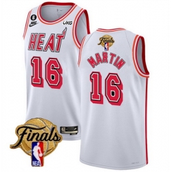 Men Miami Heat 16 Caleb Martin White 2023 Finals Classic Edition With NO 6 Patch Stitched Basketball Jersey