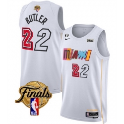 Men Miami Heat 22 Jimmy Butler White 2023 Finals City Edition With NO 6 Patch Stitched Basketball Jersey