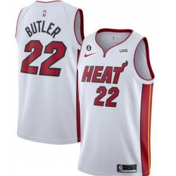 Men Miami Heat 22 Jimmy Butler White With NO 6 Patch Stitched Jersey