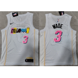 Men Miami Heat 3 Dwyane Wade 2022 23 White City Edition Stitched Jersey