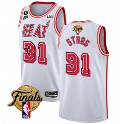 Men Miami Heat 31 Max Strus White 2023 Finals Classic Edition With NO 6 Patch Stitched Basketball Jersey