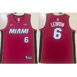 Men Miami Heat 6 LeBron James Red Stitched Basketball Jersey