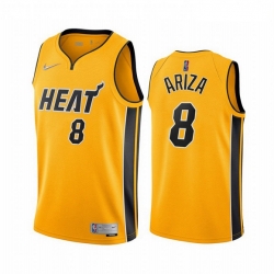 Men Miami Heat 8 Trevor Ariza Yellow NBA Swingman 2020 21 Earned Edition Jersey