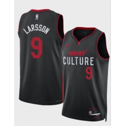 Men Miami Heat 9 Pelle Larsson Black 2024 Draft City Edition Stitched Basketball Jersey