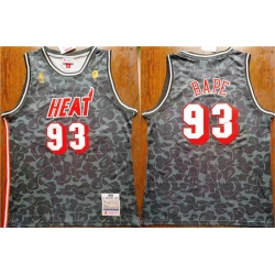 Men Miami Heat 93 Bape Black Throwback Basketball Jersey