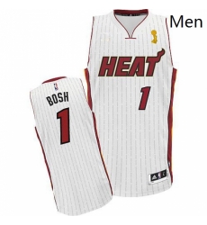 Mens Adidas Miami Heat 1 Chris Bosh Authentic White Championship Ring Ceremony NBA Jersey