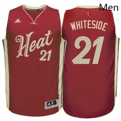 Mens Adidas Miami Heat 21 Hassan Whiteside Authentic Red 2015 16 Christmas Day NBA Jersey