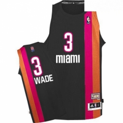 Mens Adidas Miami Heat 3 Dwyane Wade Authentic Black ABA Hardwood Classic NBA Jersey