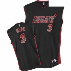 Mens Adidas Miami Heat 3 Dwyane Wade Authentic Black BlackRed No NBA Jersey