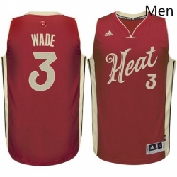 Mens Adidas Miami Heat 3 Dwyane Wade Authentic Red 2015 16 Christmas Day NBA Jersey