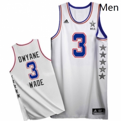 Mens Adidas Miami Heat 3 Dwyane Wade Authentic White 2015 All Star NBA Jersey