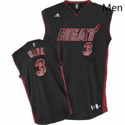 Mens Adidas Miami Heat 3 Dwyane Wade Swingman Black BlackRed No NBA Jersey