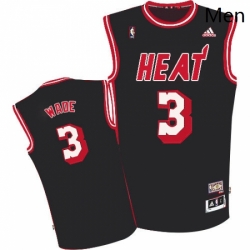 Mens Adidas Miami Heat 3 Dwyane Wade Swingman Black Hardwood Classics Nights NBA Jersey