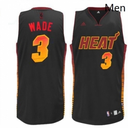 Mens Adidas Miami Heat 3 Dwyane Wade Swingman Black Vibe NBA Jersey