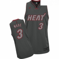 Mens Adidas Miami Heat 3 Dwyane Wade Swingman Grey Graystone Fashion NBA Jersey