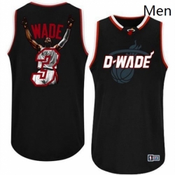 Mens Majestic Miami Heat 3 Dwyane Wade Authentic Black Athletic Notorious Fashion NBA Jersey