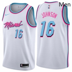 Mens Nike Miami Heat 16 James Johnson Swingman White NBA Jersey City Edition