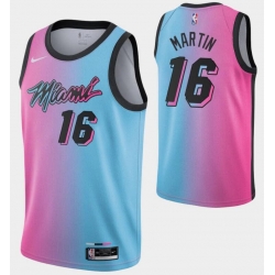 Miami Heat #16 Caleb Martin Blue Pink City Edition Jersey