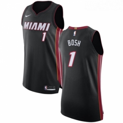 Womens Nike Miami Heat 1 Chris Bosh Authentic Black Road NBA Jersey Icon Edition