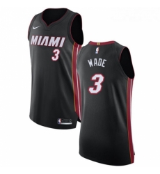 Womens Nike Miami Heat 3 Dwyane Wade Authentic Black Road NBA Jersey Icon Edition