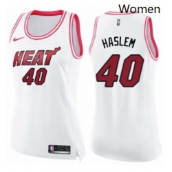Womens Nike Miami Heat 40 Udonis Haslem Swingman WhitePink Fashion NBA Jersey