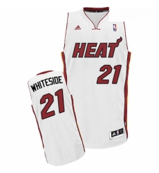 Youth Adidas Miami Heat 21 Hassan Whiteside Swingman White Home NBA Jersey