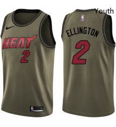 Youth Nike Miami Heat 2 Wayne Ellington Swingman Green Salute to Service NBA Jersey