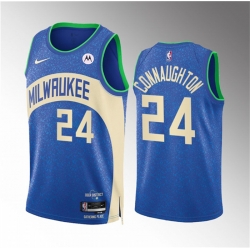 Men Milwaukee Bucks 24 Pat Connaughton 2023 24 Blue City Edition Stitched Basketball Jersey