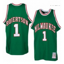 Mens Adidas Milwaukee Bucks 1 Oscar Robertson Authentic Green Throwback NBA Jersey