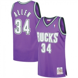 Men's Milwaukee Bucks Ray Allen Mitchell & Ness Purple NBA Jersey