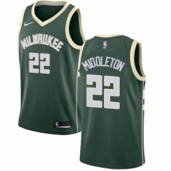 Mens Nike Milwaukee Bucks 22 Khris Middleton Swingman Green Road NBA Jersey Icon Edition 