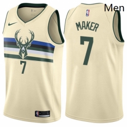 Mens Nike Milwaukee Bucks 7 Thon Maker Swingman Cream NBA Jersey City Edition 