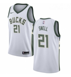 Womens Nike Milwaukee Bucks 21 Tony Snell Swingman White Home NBA Jersey Association Edition 