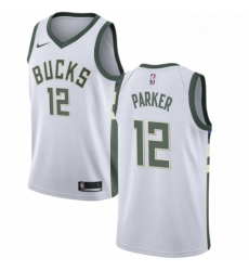 Youth Nike Milwaukee Bucks 12 Jabari Parker Authentic White Home NBA Jersey Association Edition