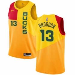 Youth Nike Milwaukee Bucks 13 Malcolm Brogdon Swingman Yellow NBA Jersey City Edition 