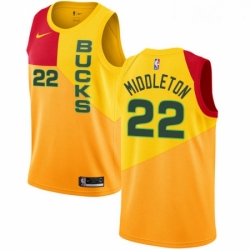 Youth Nike Milwaukee Bucks 22 Khris Middleton Swingman Yellow NBA Jersey City Edition 