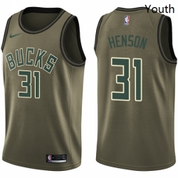 Youth Nike Milwaukee Bucks 31 John Henson Swingman Green Salute to Service NBA Jersey 