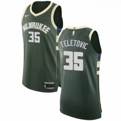 Youth Nike Milwaukee Bucks 35 Mirza Teletovic Authentic Green Road NBA Jersey Icon Edition