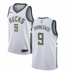 Youth Nike Milwaukee Bucks 9 Donte DiVincenzo Swingman White NBA Jersey Association Edition 