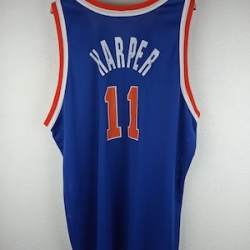 Derek Harper Knicks #11 Twill Jerseys Blue