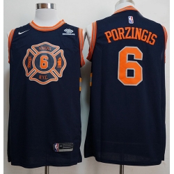 Knicks 6 Kristaps Porzingis Navy City Edition Nike Swingman Jersey