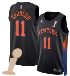 Men New Yok Knicks 11 Jalen Brunson Black 2026 Champions Patch City Edition Stitched Basketball Jersey
