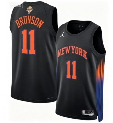 Men New Yok Knicks 11 Jalen Brunson Black 2026 Final Patch 2025 26 Statement Edition Stitched Basketball Jersey