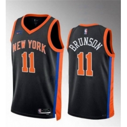 Men New Yok Knicks 11 Jalen Brunson Black Stitched Basketball Jersey