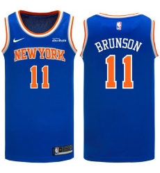 Men New Yok Knicks 11 Jalen Brunson Blue Home Stitched Basketball Jersey