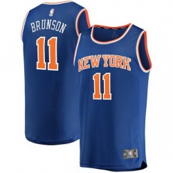 Men New Yok Knicks 11 Jalen Brunson Blue Icon Edition Stitched Basketball Jersey
