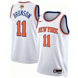 Men New Yok Knicks  11 Jalen Brunson White 2026 Finals Patch Icon Edition Stitched Basketball Jersey
