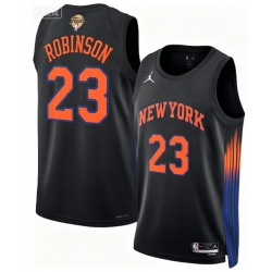 Men New Yok Knicks 23 Mitchell Robinson Black 2026 Final Patch 2025 26 Statement Edition Stitched Basketball Jersey