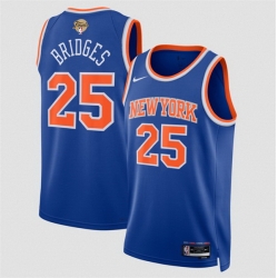 Men New Yok Knicks  25 Mikal Bridges Blue 2026 Finals Patch Icon Edition Stitched Basketball Jersey
